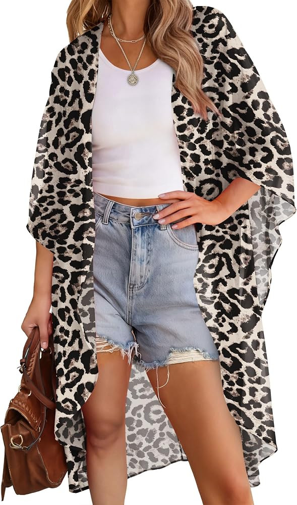 OFEEFAN Kimonos for Women Swimsuit Coverup Beach Casual Loose Cardigans for Swimwear | Amazon (US)