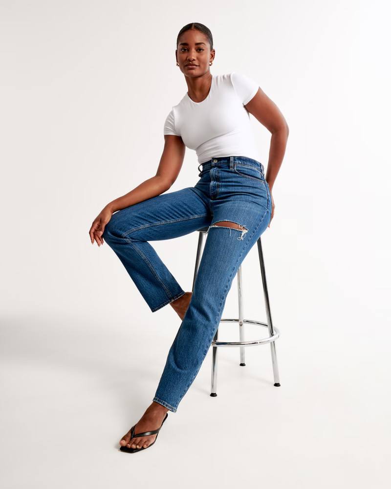Curve Love Ultra High Rise 90s Straight Jean | Abercrombie & Fitch (US)