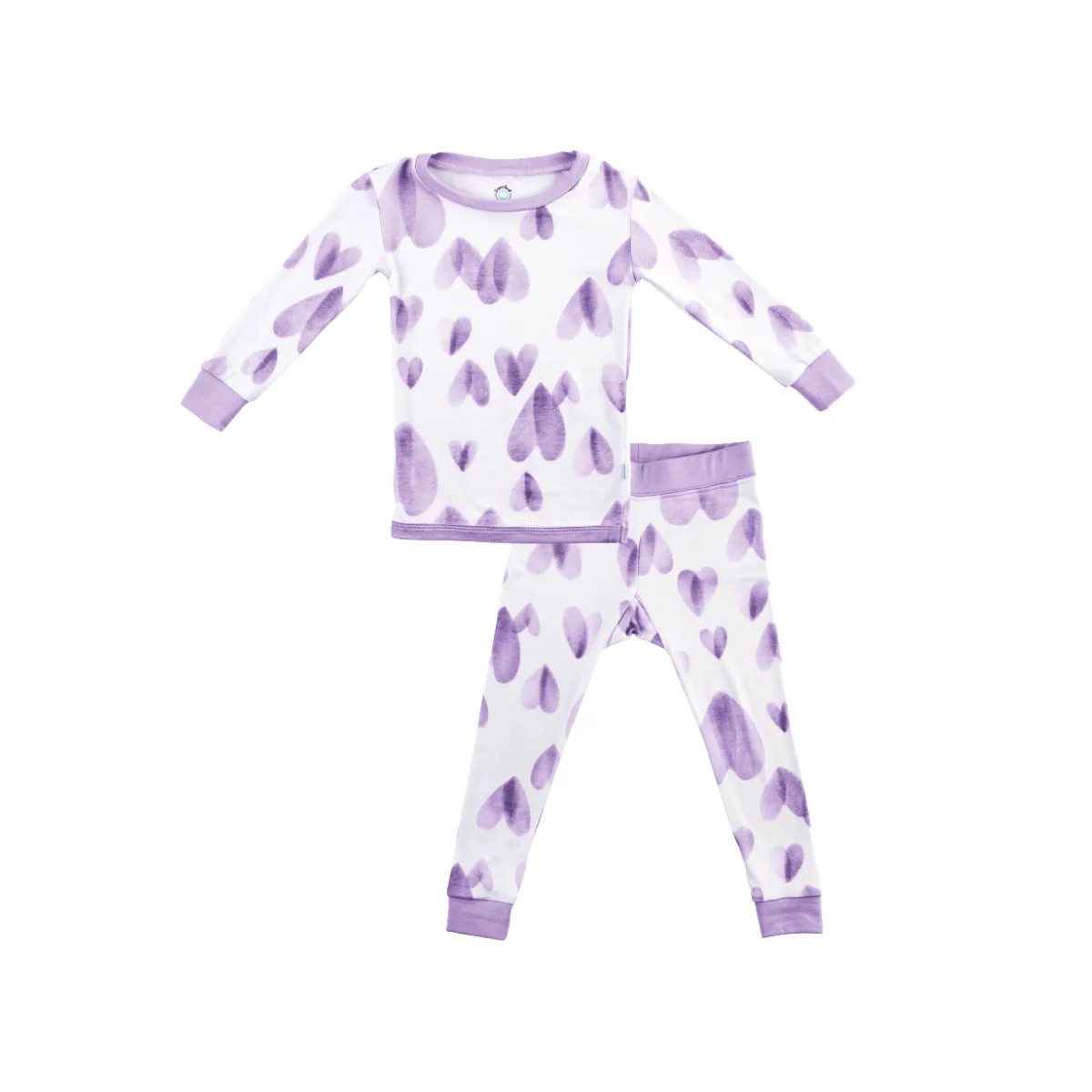 Toddler/Kids Bamboo Pajamas - Lavender Hearts | Dreamland Baby