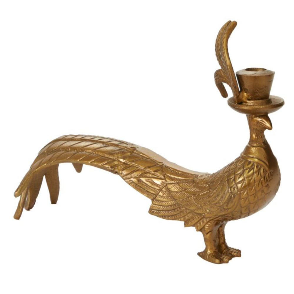 Pheasant Candlestick Holder - Antique Gold,  13 in. | The Company Store