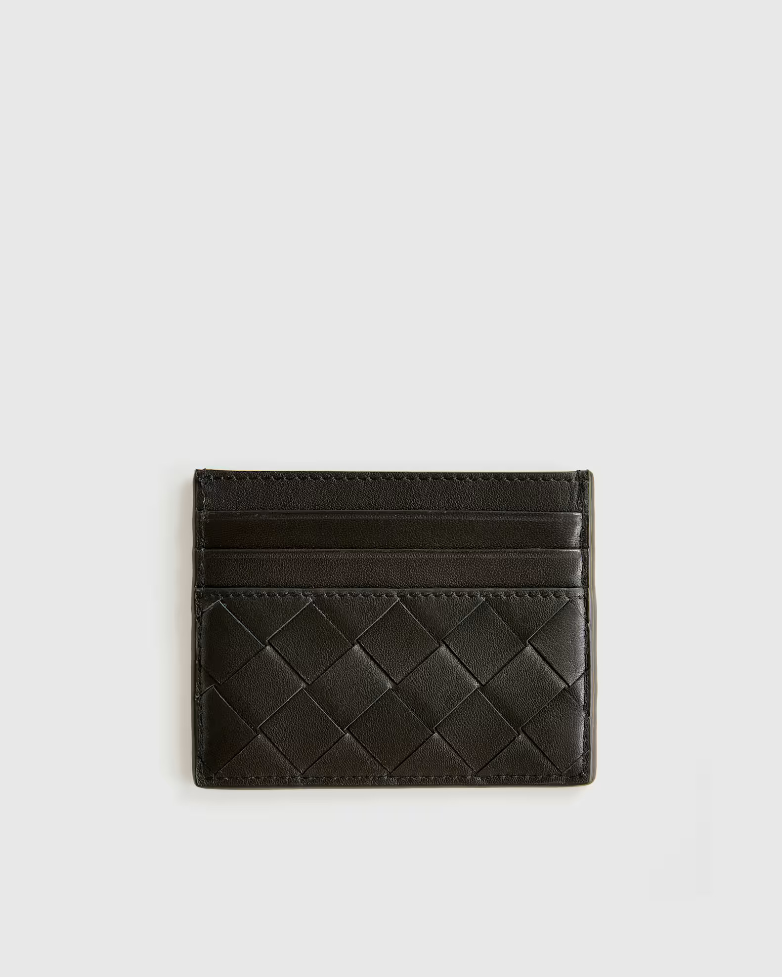 Italian Handwoven Leather Small Card Case in Black | Quince