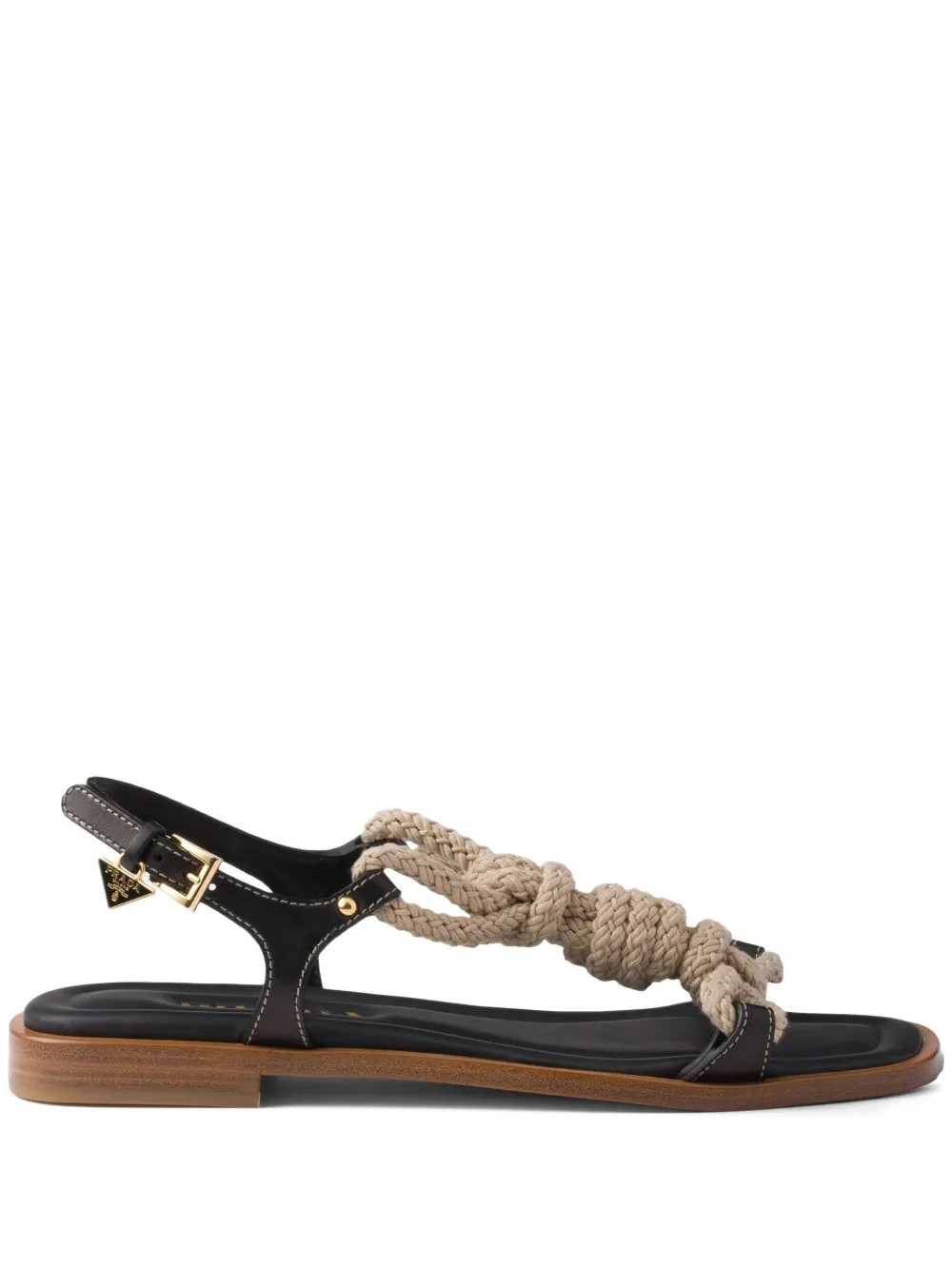 Prada Knotted rope-detail Sandals | Black | FARFETCH | Farfetch Global
