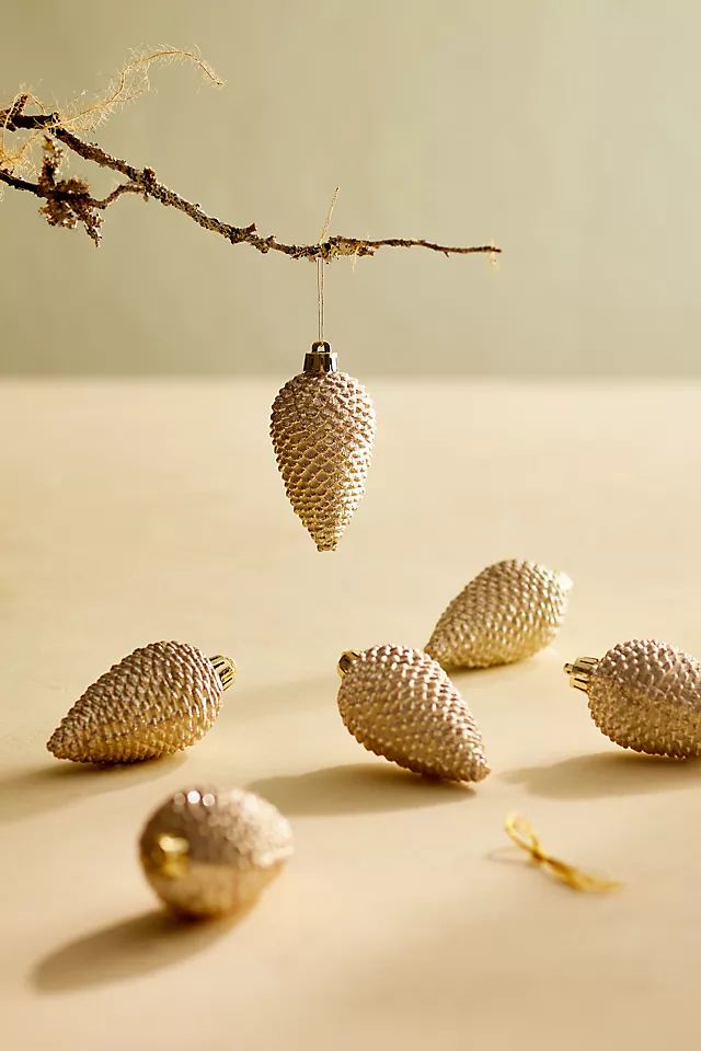 Pinecone Shatterproof Ornaments, Set of 6 | Anthropologie (US)