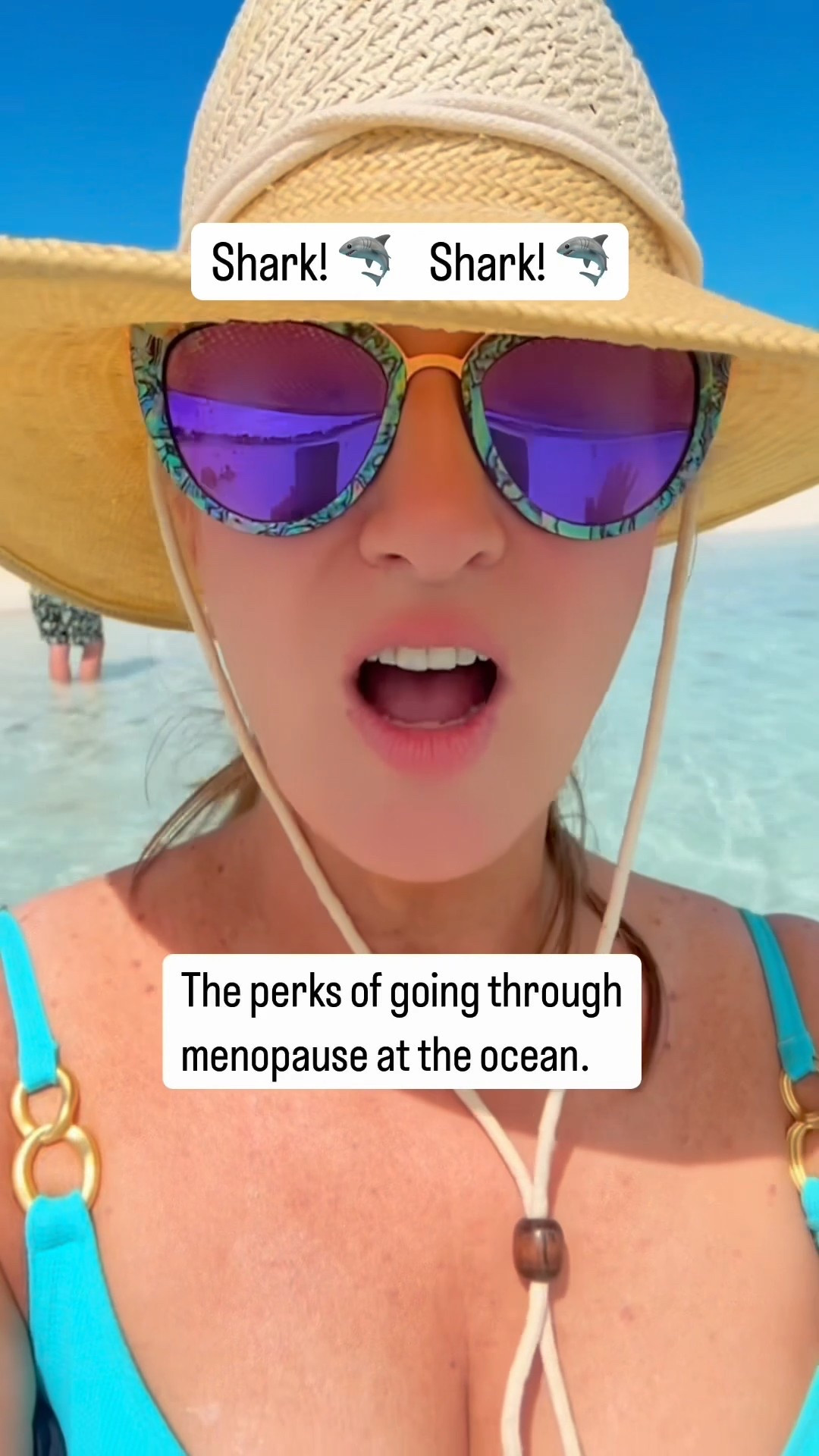 Found a cute bathing suit and hat for summer! Sunglasses are JoyCoast abalone purple 

#LTKOver40 #LTKSwim #LTKTravel