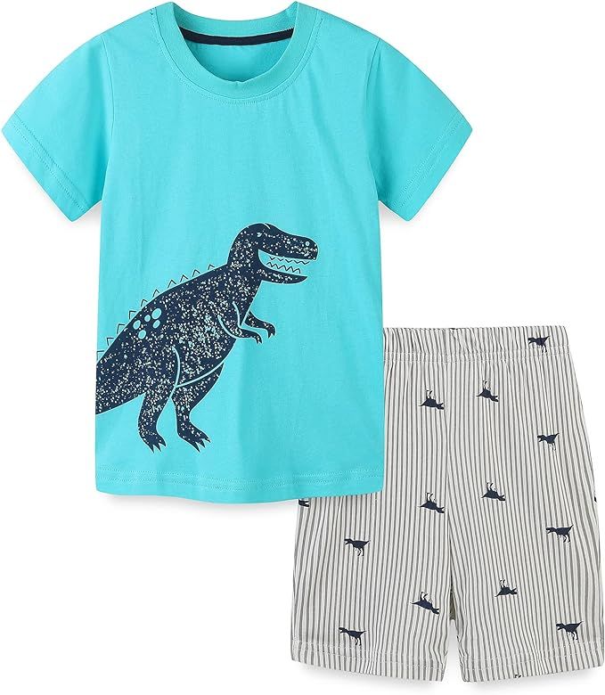 Funnymore Toddler Boy Cotton Summer Short Sleeve T-Shirt and Short Set | Amazon (US)