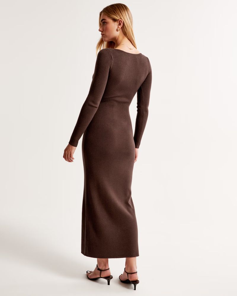 Long-Sleeve Squareneck Maxi Sweater Dress | Abercrombie & Fitch (US)