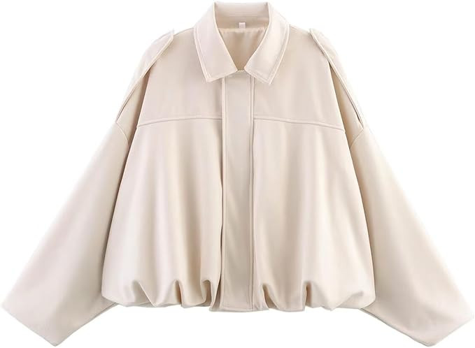 Faux Suede Jacket Women Oversized Long Sleeve Zip Up Epaulet Bomber Leather Jackets Oversized Cas... | Amazon (US)