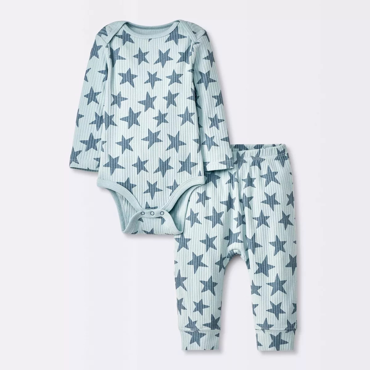 Baby 2pc Stars Wide Ribbed Top & Bottom Set - Cloud Island™ Blue | Target