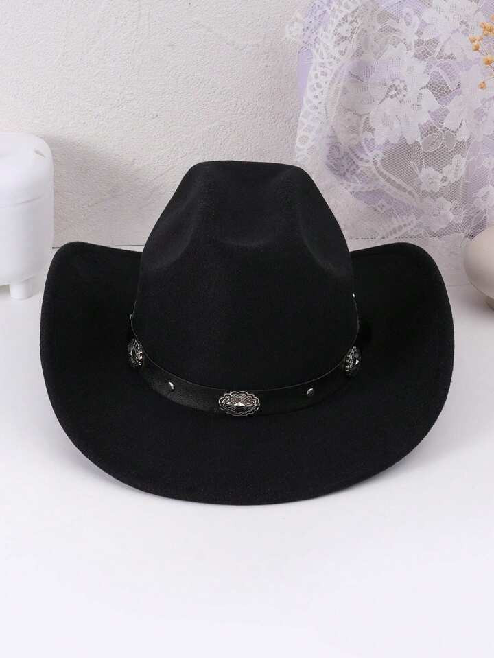 1pc Women's Western Cowboy Hat With Belt Decoration, Suitable For Daily Wear Boho Cowboy Hat Cowg... | SHEIN