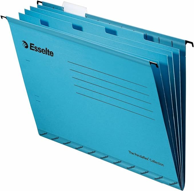 Esselte Classic Reinforced Suspension File with Dividers, A4, Pack of 10, Tabs Included, Blue, 93... | Amazon (UK)