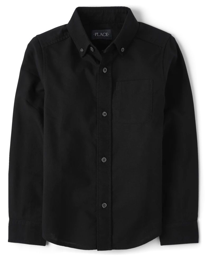 Boys Uniform Oxford Button Down Shirt - black | The Children's Place