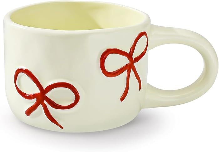 Koythin Coquette Bow Ceramic Coffee Mug, Funky Novelty Cup for Tea Milk Latte Cocoa, 8.5oz /250ml... | Amazon (US)
