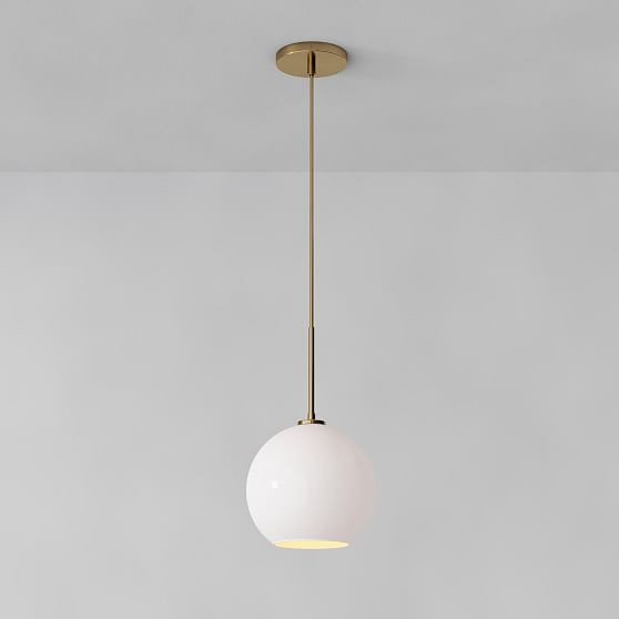 Sculptural Pendant Antique Brass Milk Glass Globe 11 | West Elm (US)