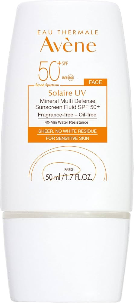 Eau Thermale Avène Solaire UV Mineral Multi-Defense Sunscreen Fluid SPF 50+ - Non-Whitening - An... | Amazon (US)