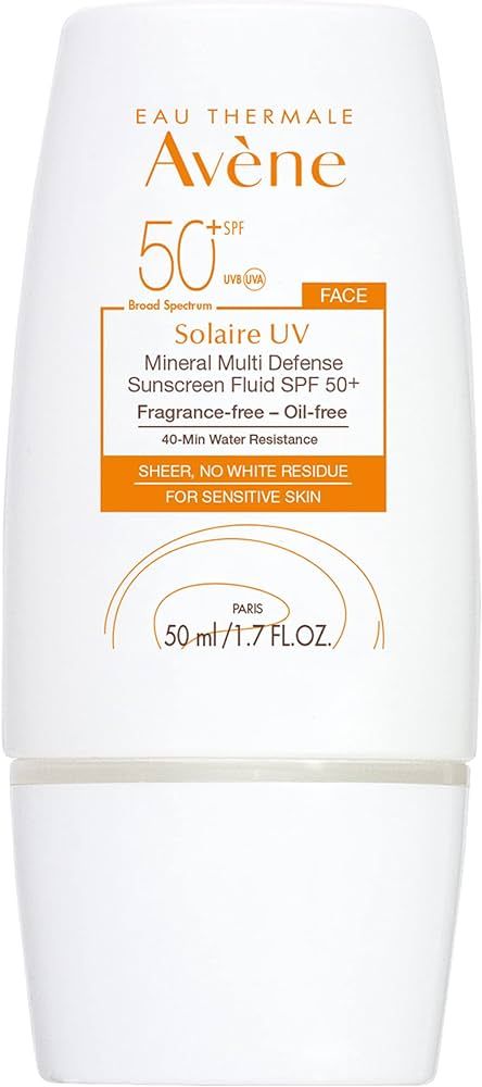 Eau Thermale Avène Solaire UV Mineral Multi-Defense Sunscreen Fluid SPF 50+ - Non-Whitening - An... | Amazon (US)