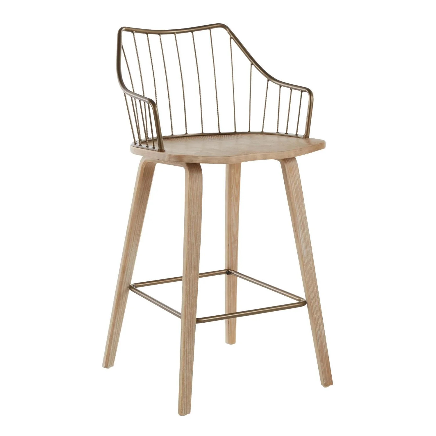 Lumisource Winston Counter Stool In White And Antique Copper B26-WINSTN WWANCU - Walmart.com | Walmart (US)