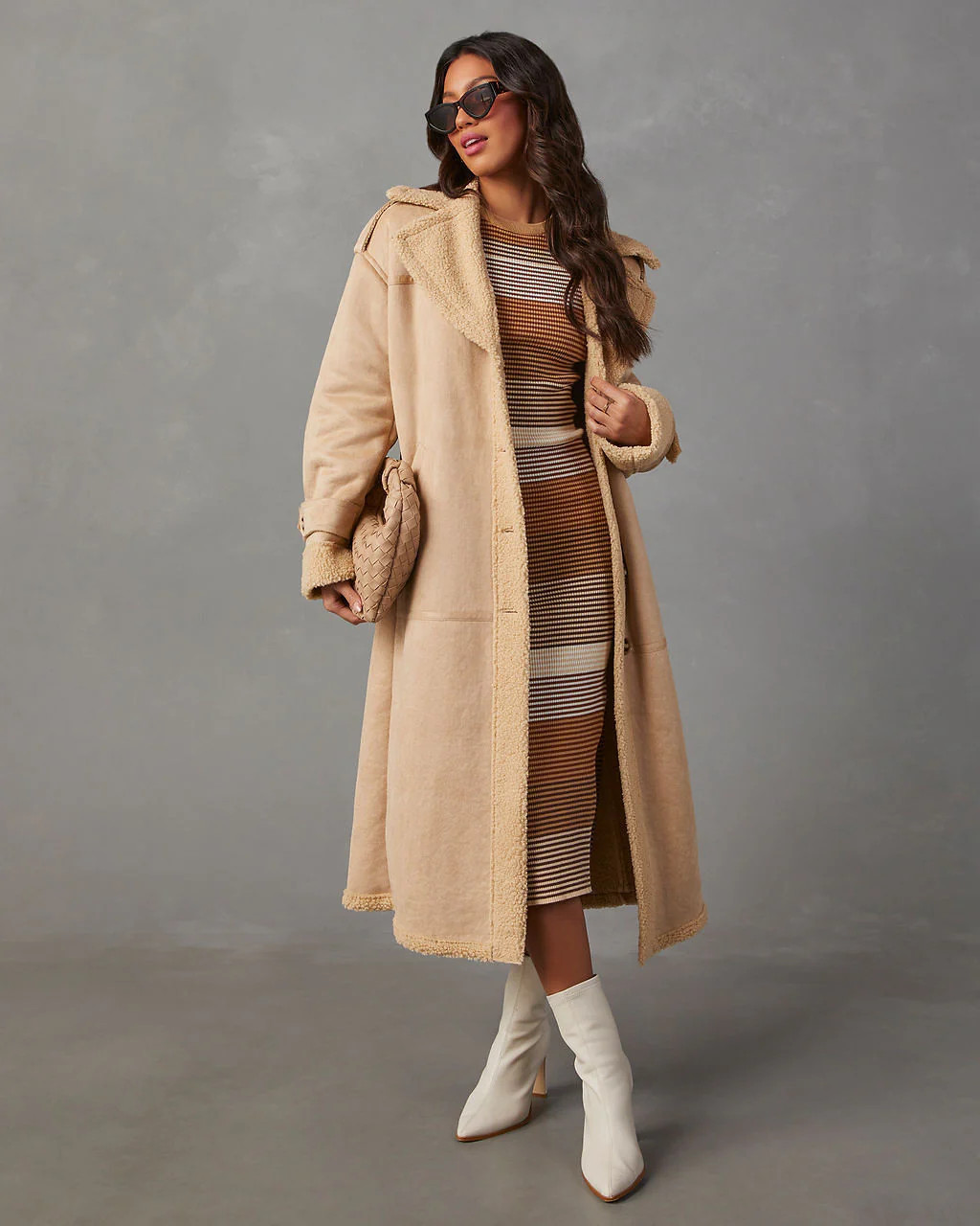 Hobbes Sherpa Lined Suede Pocketed Coat | VICI