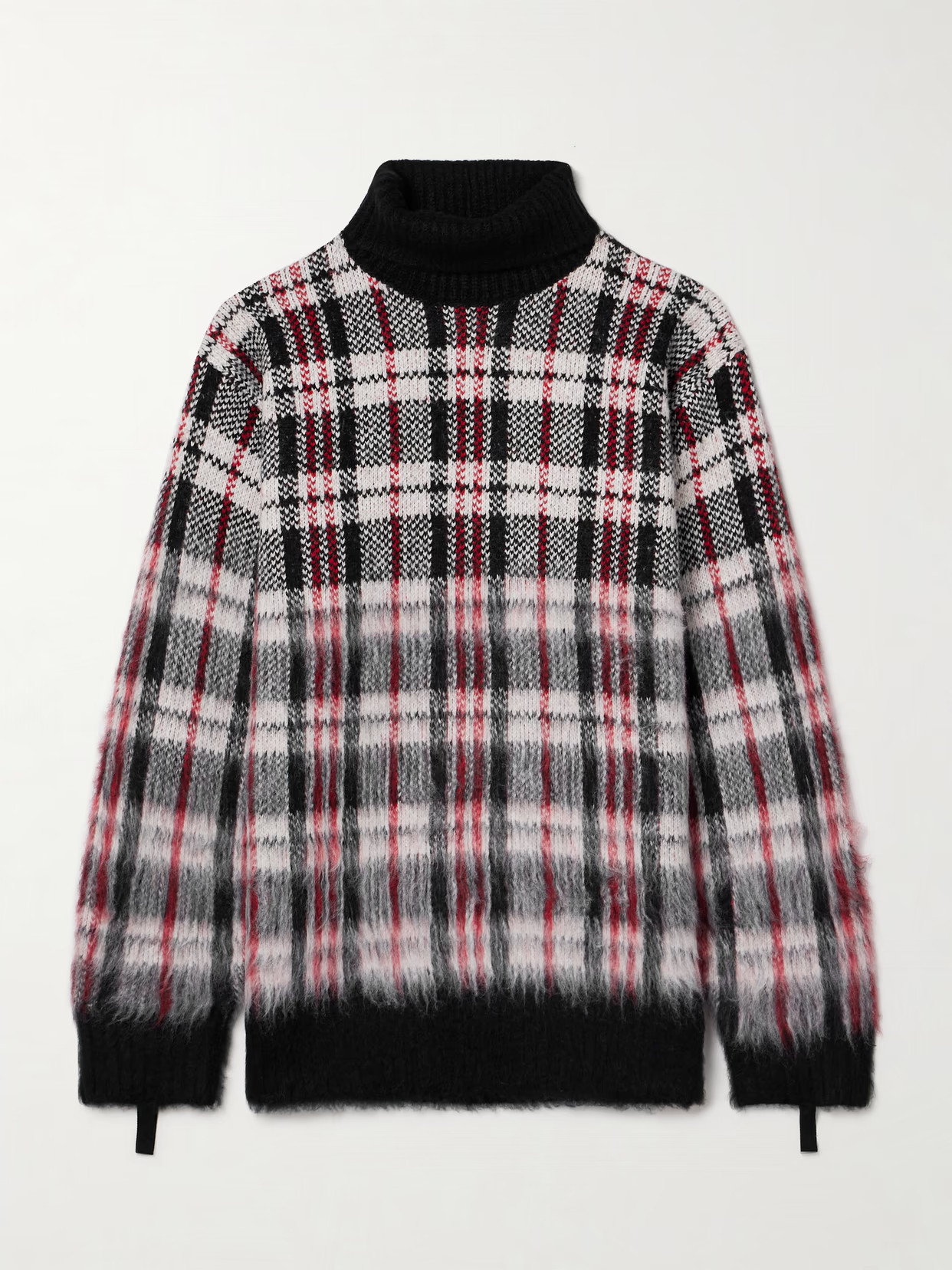 HELMUT LANG - Checked Brushed Knitted Turtleneck Sweater - Red | NET-A-PORTER (US)