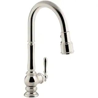 KOHLER Artifacts Single-Handle Pull-Down Sprayer Kitchen Faucet in Vibrant Polished Nickel K-9925... | The Home Depot