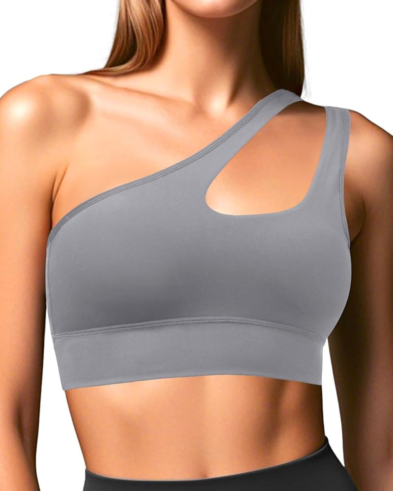 Pinup Fashion One Shoulder Sports Bras Sexy One Strap Yoga Bras Cute Medium Support Crop Workout ... | Amazon (US)