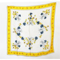 1950S Vera Neumann Floral Silk Scarf W Rolled Tag/ Beautiful Yellow & Dark Blue Design/ Extra Large  | Etsy (US)