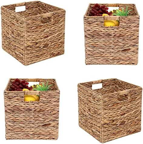 Amazon.com: JCLD&YO9 Foldable Handwoven Water Hyacinth Storage Baskets Wicker Cube Baskets Rectan... | Amazon (US)