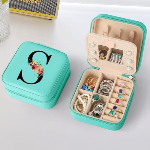 Parima Travel Jewelry Box Jewelry Case - Blue Jewelry Organizer with Mirror Gifts for Women Her F... | Amazon (US)