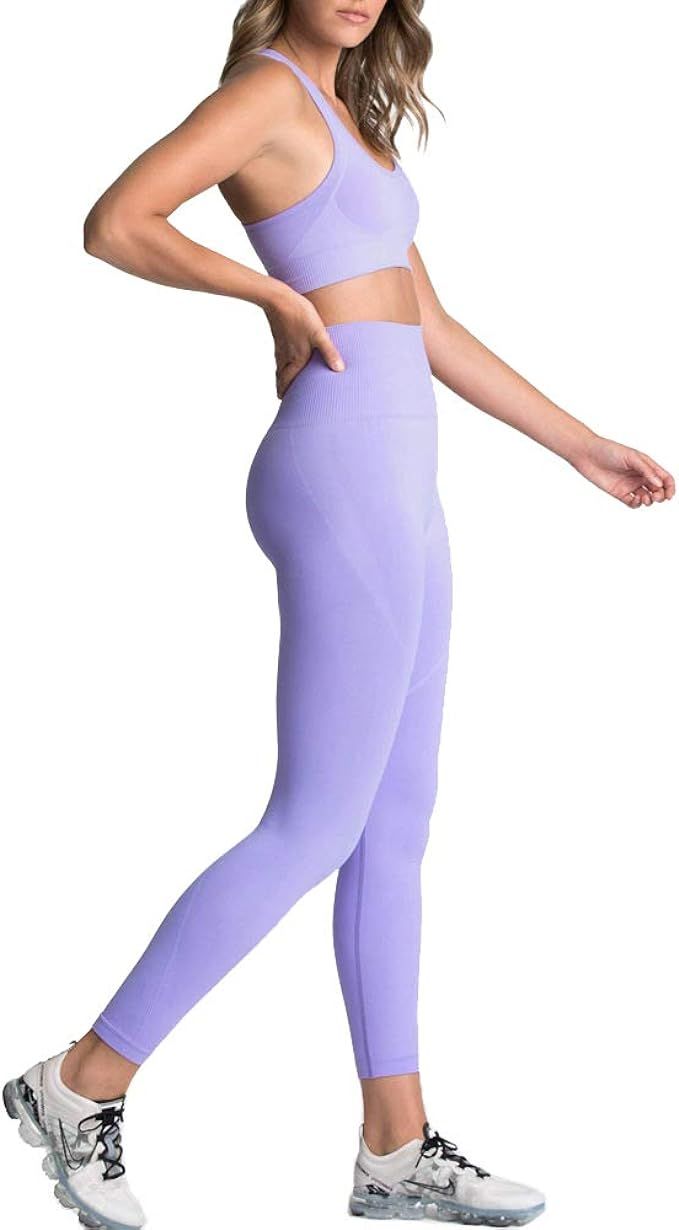 Women's Workout Outfits 2 Pieces Yoga Set Gym Exercise Seamless Yoga Leggings with Sports Bra Fit... | Amazon (US)