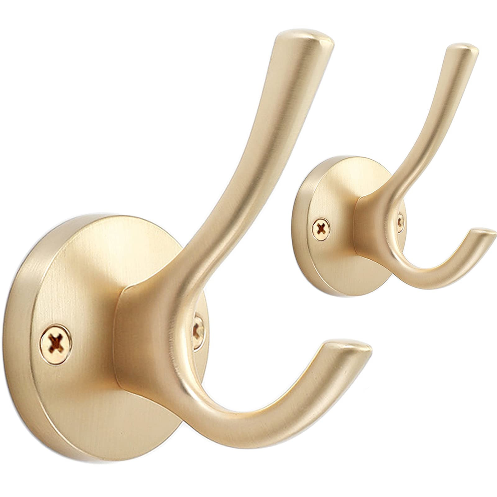 Gold Coat Hooks for Wall, 2 Pack Heavy Duty Towel Robe Hooks, Hats Hooks for Entryway Cubicle Clo... | Amazon (US)