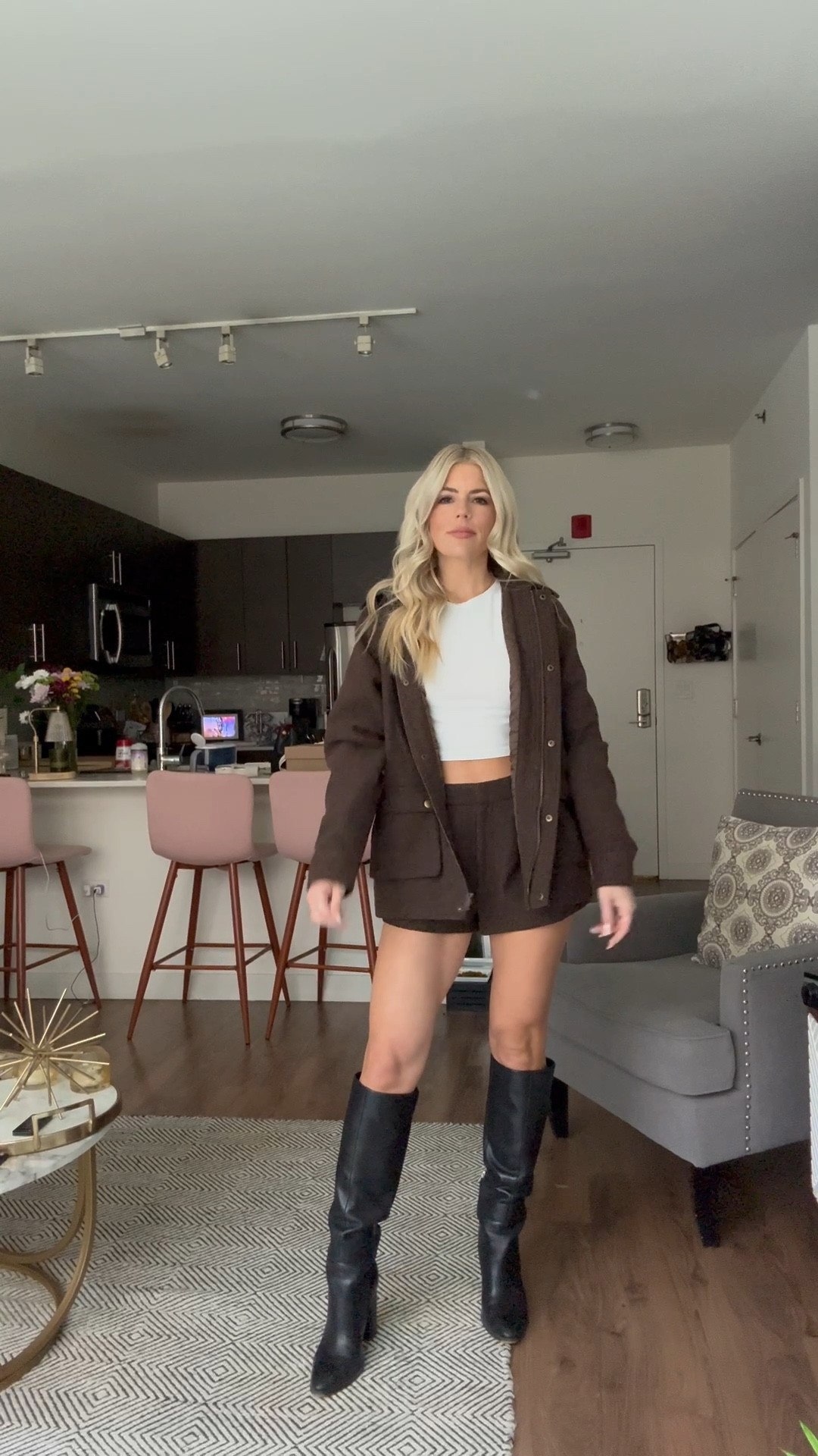 Brown shorts and jacket set! 