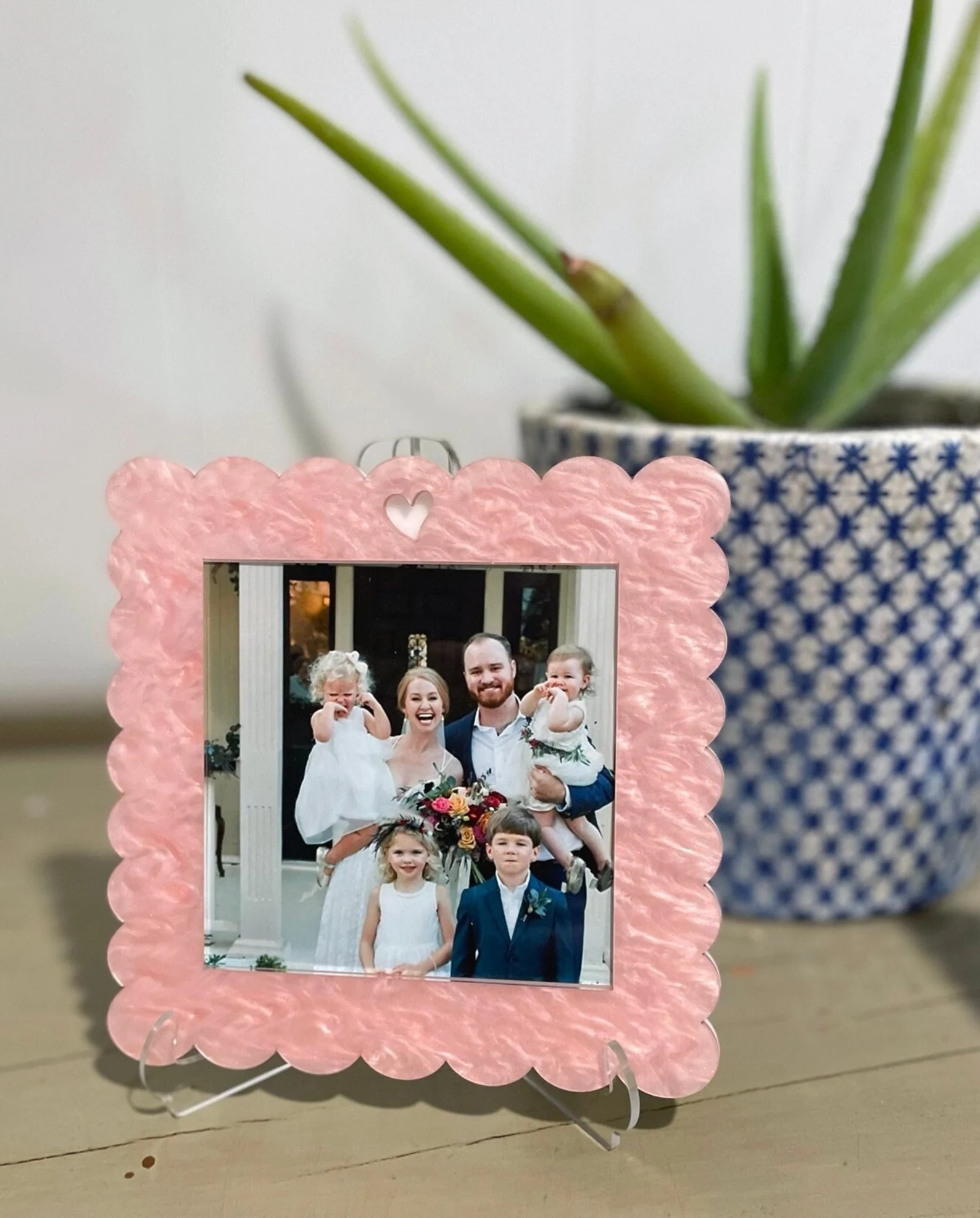 Valentine's Day Picture Frame, Pink Heart Photo Frame, Acrylic Scallop Edge Frame, Valentines Gif... | Etsy (US)