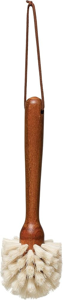Creative Co-Op Beech Wood Dish Brush w Leather Strap, Dark Brown | Amazon (US)
