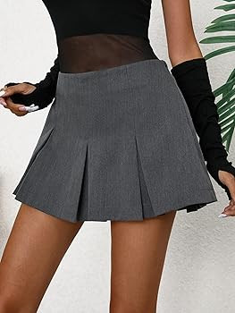 Floerns Women's Casual Pleated Hem Mini Skirt School Uniform Short Skirts | Amazon (US)