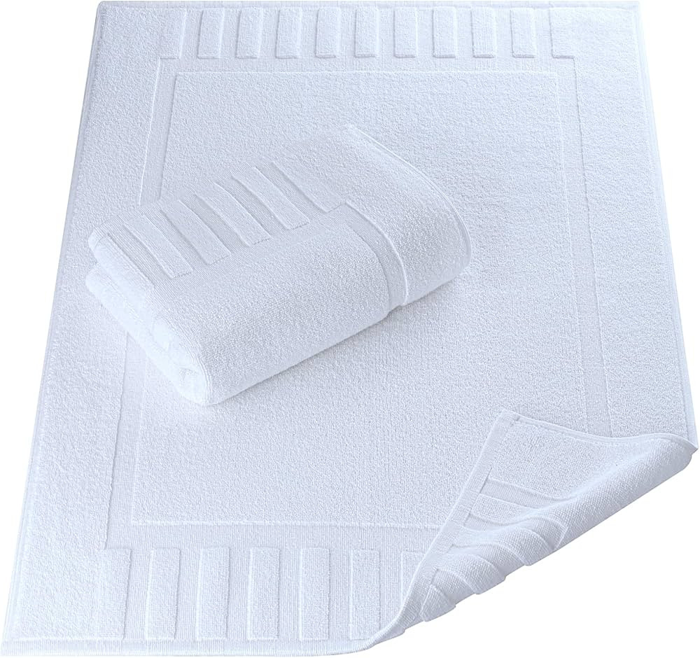 White Classic Luxury Bath Mat Floor Towel Set - Absorbent Cotton Hotel Spa Shower/Bathtub Mats [N... | Amazon (US)