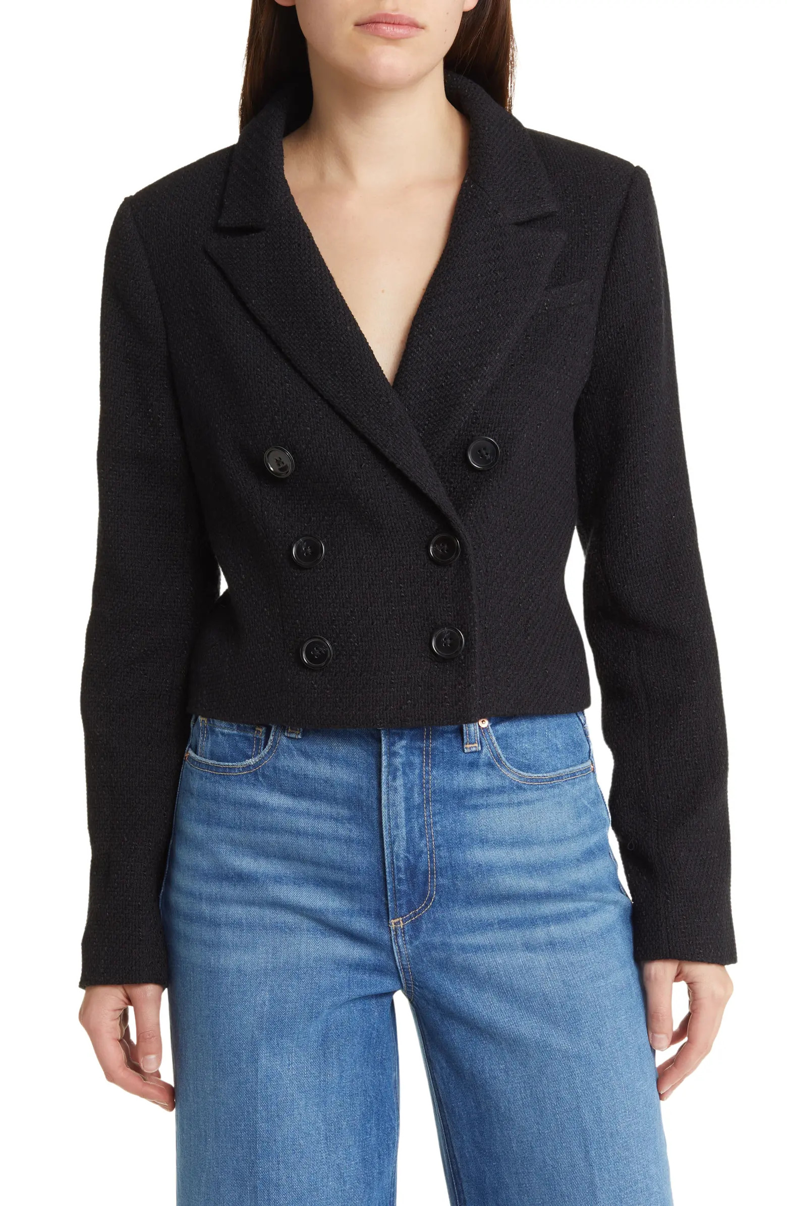 Eclipse Crop Cotton Blend Bouclé Tweed Blazer | Nordstrom