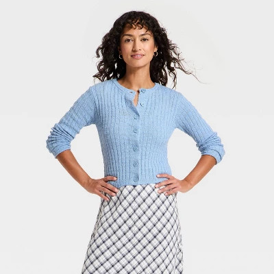 Women's Rib Cardigan - Universal Thread™ Blue M | Target