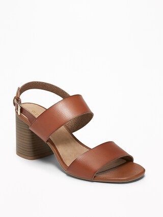 Faux-Leather Slingback Block-Heel Sandals for Women | Old Navy US
