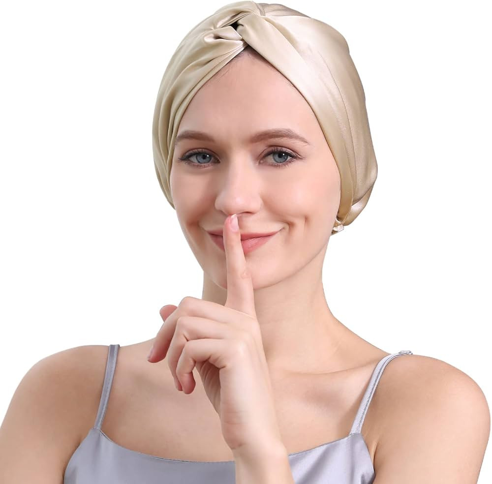 DAISYSILK 22 Momme 100 Pure Mulberry Silk Hair Bonnet for Sleeping Double Layered Silk Hair Wrap ... | Amazon (US)