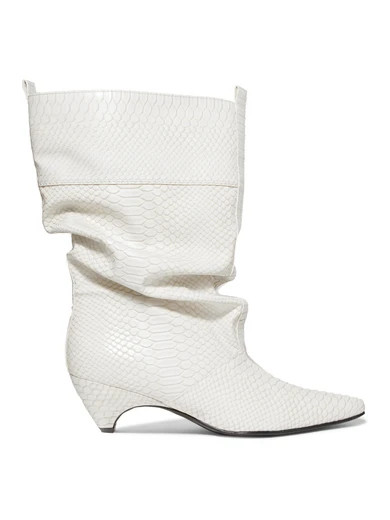 Stella McCartney - Snake-effect Faux Leather Boots - White | NET-A-PORTER (US)