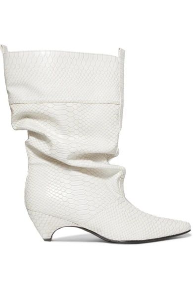 Stella McCartney - Snake-effect Faux Leather Boots - White | NET-A-PORTER (US)