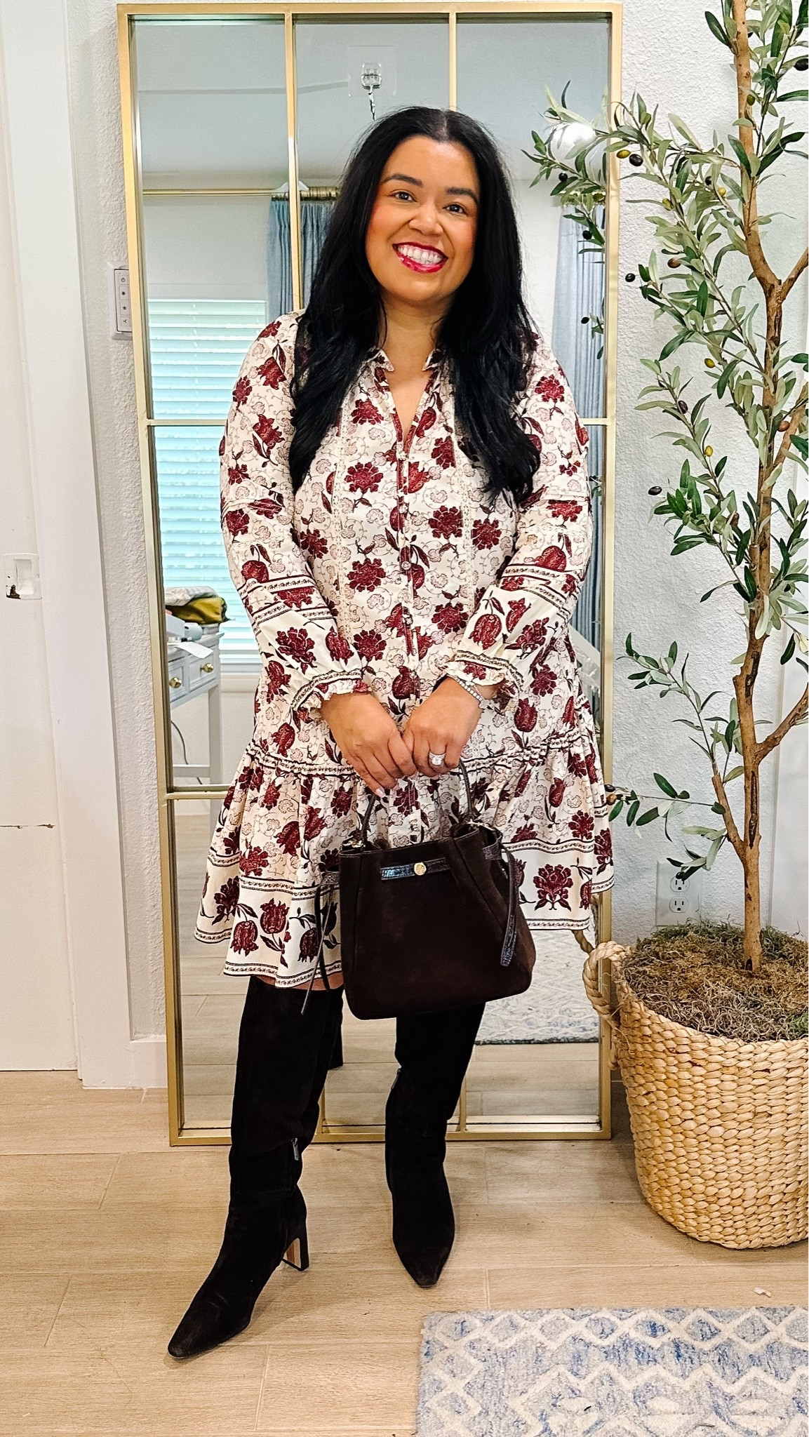 It’s the newest label from Walmart called Scenario and this dress print is right up my alley! ’m wearing L and you can see how easily it is to wear and how its styled. I can’t wait to wear it more this fall season! 

My boots are from @samedelman samedelman and are a repeat from last year! I love that they are offered in regular, wide, and extra wide calf. I have the wide calf. 

My purse is from Tory Burch and was my fall handbag purchase last year and it’s going to be a favorite this fall season as well!

Fall looks, fall outfits, fall wardrobe staple, fall dress, fall shoes, fall handbag, Walmart style, Walmart fashion, Walmart looks, Walmart dress, Smiles and Pearls

#LTKMidsize #LTKOver40 #LTKootd