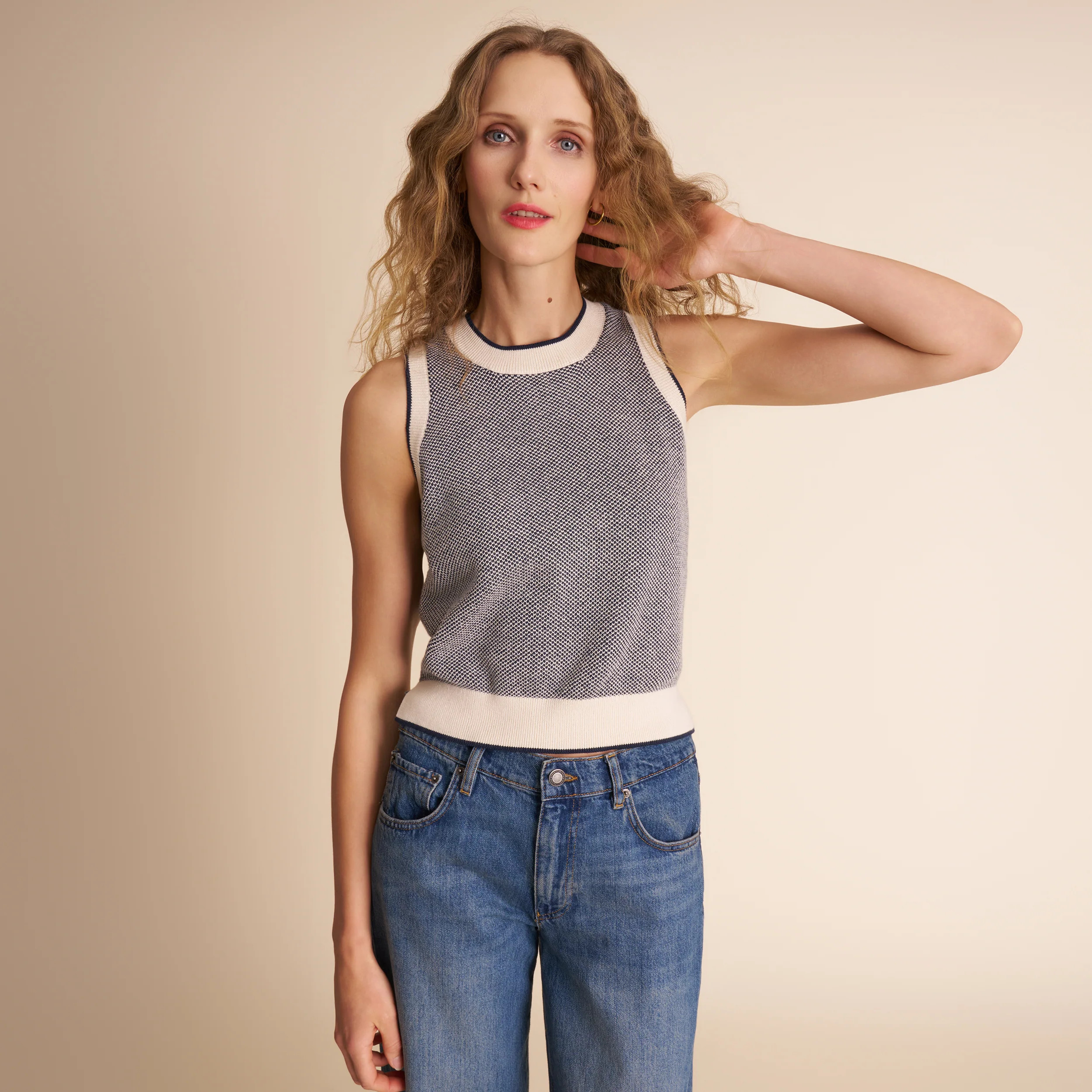 Patty Knit Top - Birdseye Knit :: Navy / Ivory | MM LaFleur