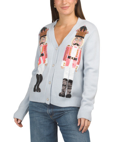 Wool Blend Nutcracker Sequin Sweater for Women | Nylon/Acrylic/Wool | Marshalls