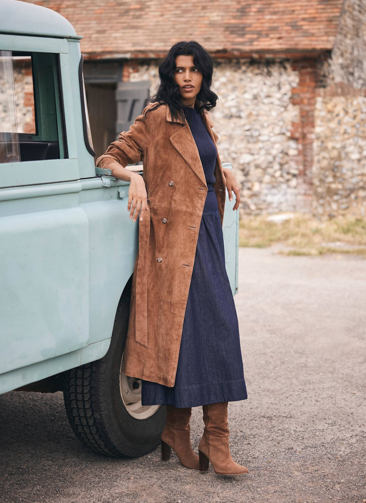 Tan Suede Trench Coat | Mint Velvet