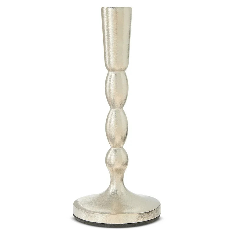 Silver Aluminum Finial Christmas Taper Candle Holder, 7.75", by Holiday Time | Walmart (US)