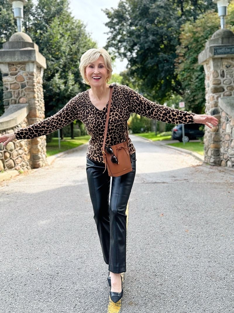 Leopard print + faux leather pants = one of those combinations that just works. 🐆🖤

I love how the leopard sweater keeps the outfit feeling fun and feminine, while the faux leather pants add a little edge. And those slingbacks? They pull the whole look together without making it feel too dressed up.

This is definitely one of those outfits I’d wear when I want to look put-together but still feel like myself. And honestly, leopard print is basically a neutral in my wardrobe at this point! 😉

#LTKSeasonal #LTKOver40 #LTKootd