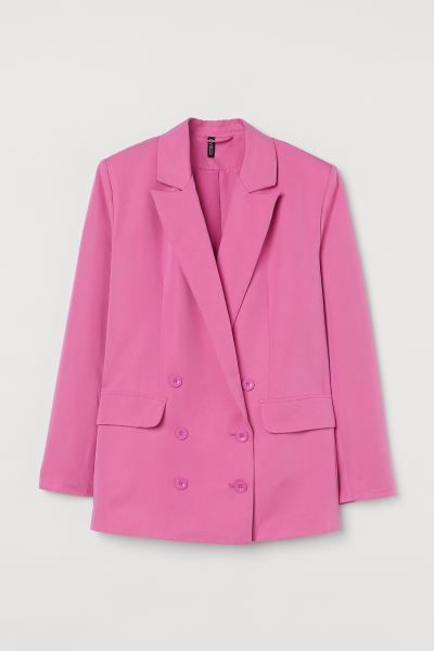Straight-cut, oversized, double-breasted jacket in woven fabric. Pointed lapels, mock front pocke... | H&M (US)