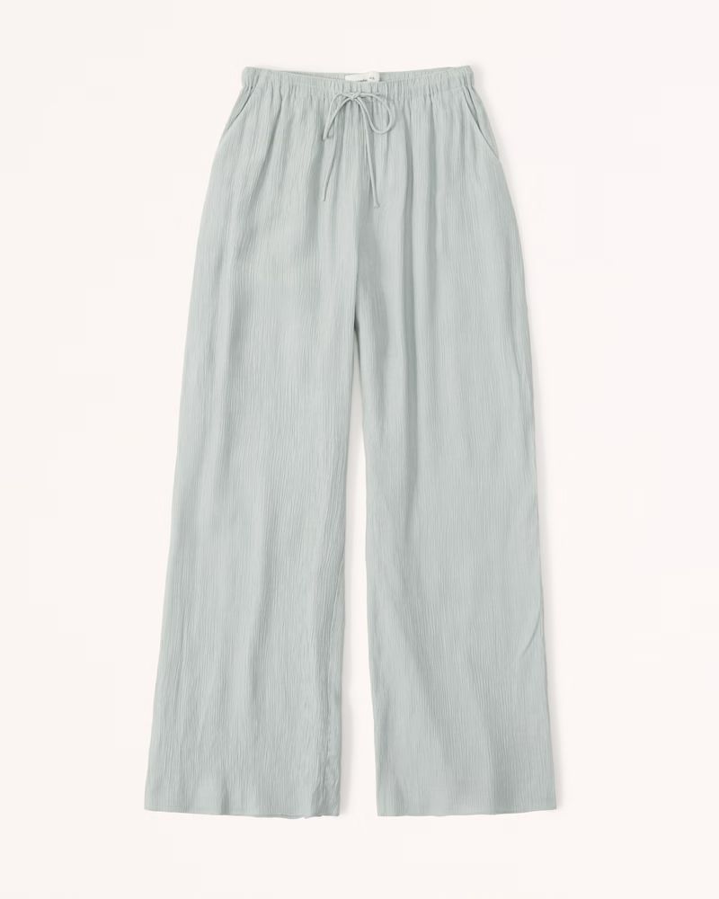 Women's Crinkle Textured Pull-On Wide Leg Pant | Women's Bottoms | Abercrombie.com | Abercrombie & Fitch (US)