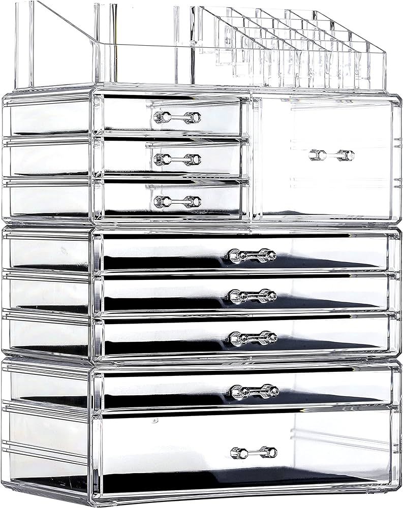 Clear Makeup Organizer and Storage For Vanity,Large Acrylic Cosmetics Display Case With Stackable... | Amazon (US)