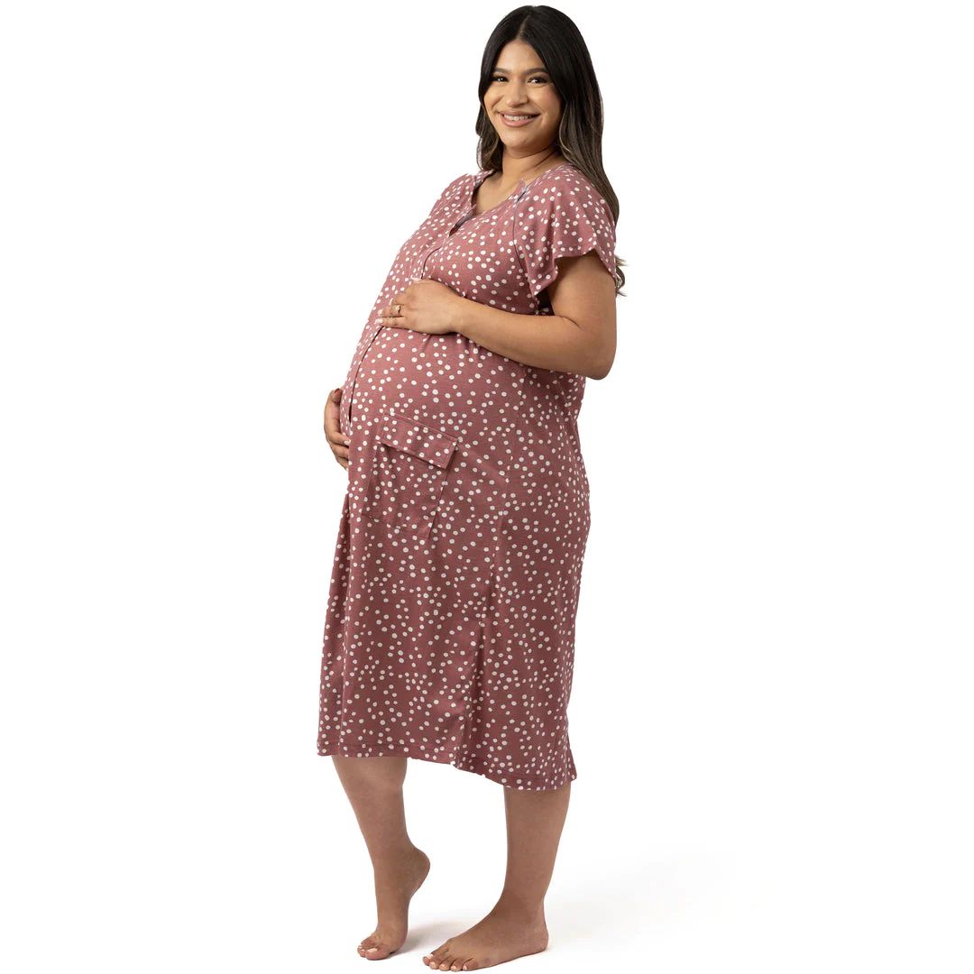 Universal Labor & Delivery Gown | Rosewood Polka Dot | Kindred Bravely